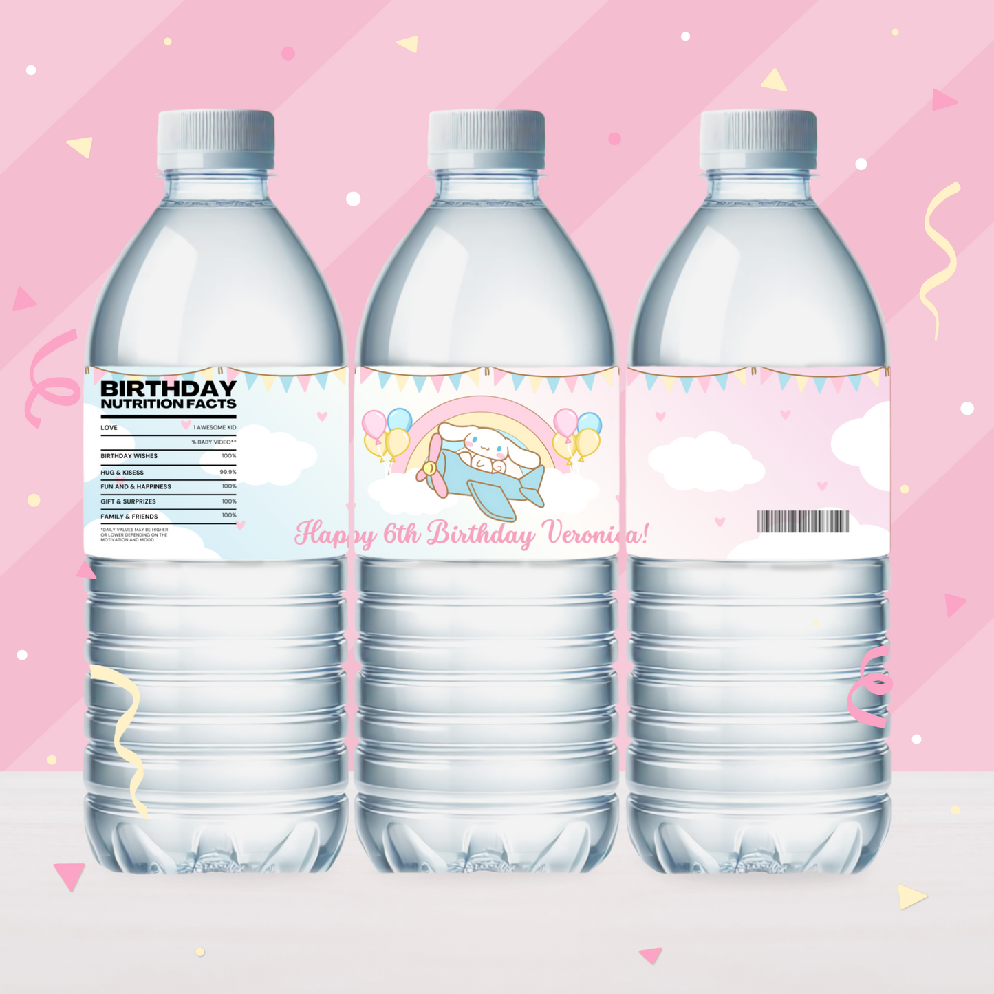 Cinnamoroll Birthday Party Favor Water Bottle