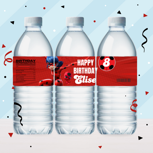 Miraculous Ladybug Birthday Party Favor Water Bottle