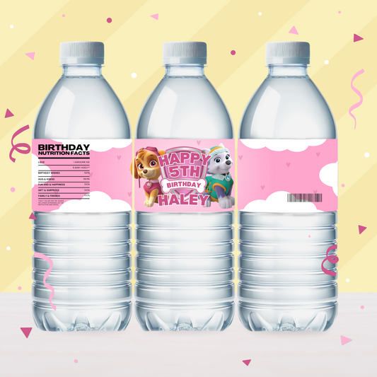 Paw Patrol Birthday Party Favor Water Bottle