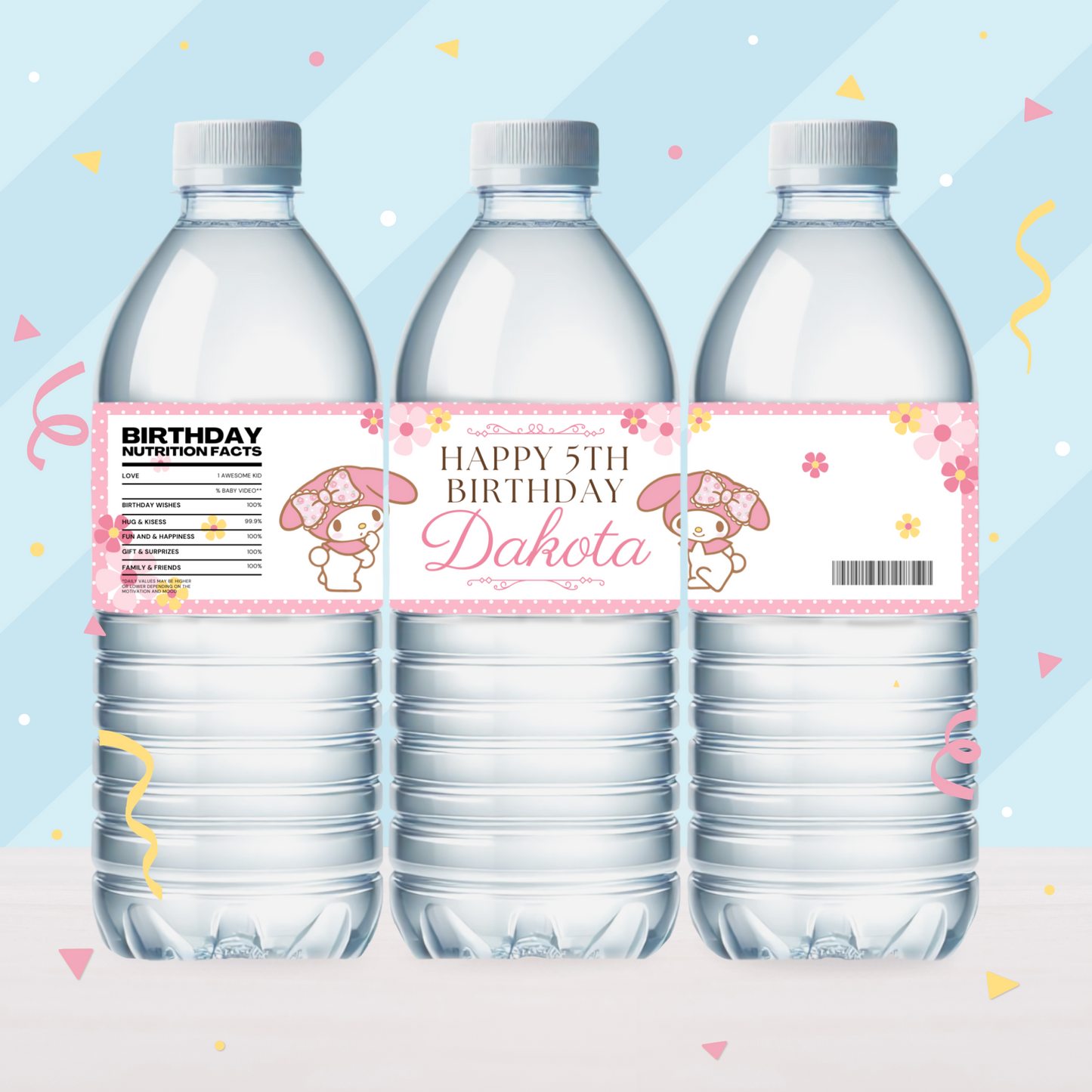 My Melody Birthday Party Favor Water Bottle
