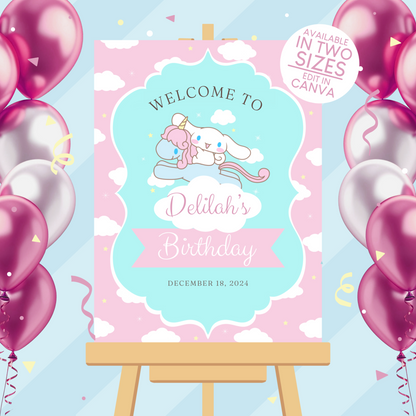 Cinnamoroll Birthday Party Welcome Sign Poster