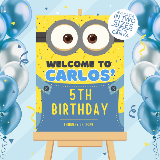 Minions Birthday Party Welcome Sign Poster
