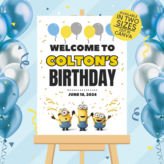 Minions Birthday Party Welcome Sign Poster