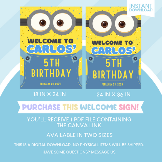 Minions Birthday Party Welcome Sign Poster