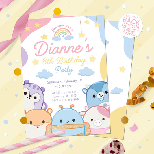 Squishmallows Birthday Party Invitation