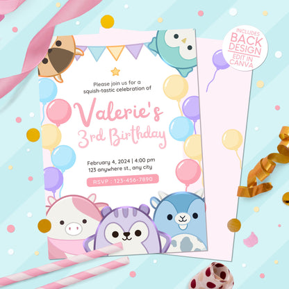 Squishmallows Birthday Party Invitation