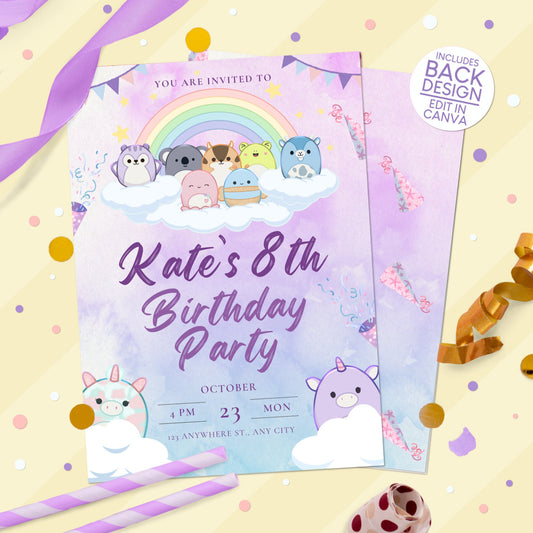 Squishmallows Birthday Party Invitation